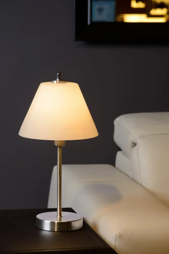 Настольная лампа Touch 12561/21/12 Lucide белая 1 лампа, основание матовое хром металл в стиле современный  фото 2